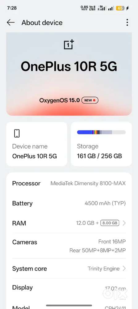12-256 oneplus 10 r