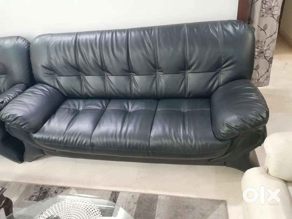 Leather green color 6 seater sofa set