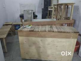 Table counter and stools for restaurant
