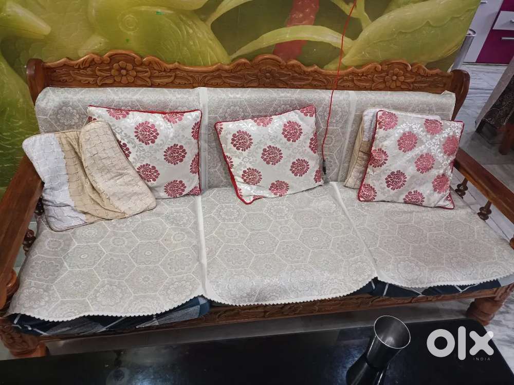 Wooden sofa without cloth cover and cushions