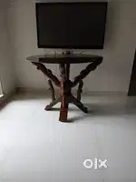 Elegant Glass-Top Wooden Center Table for Sale