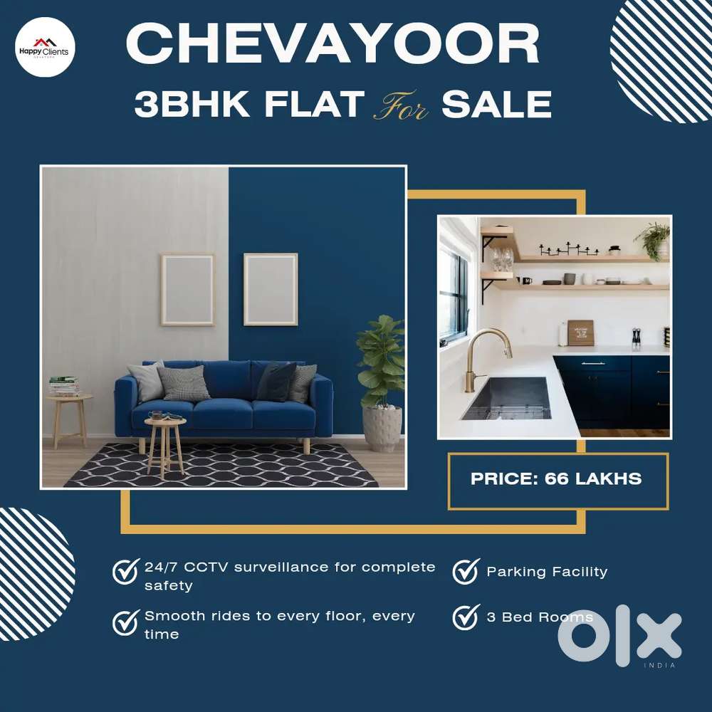 CHEVAYOOR 3BHK FLAT FOR SALE