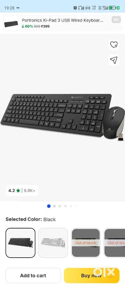 Keyboard and mouse combo. Zebronics Zeb-Companion 500