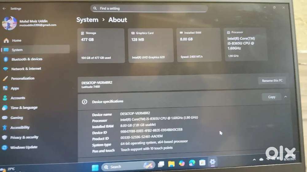 Dell laptop  512gb ramp with 130w fast charger tuch display