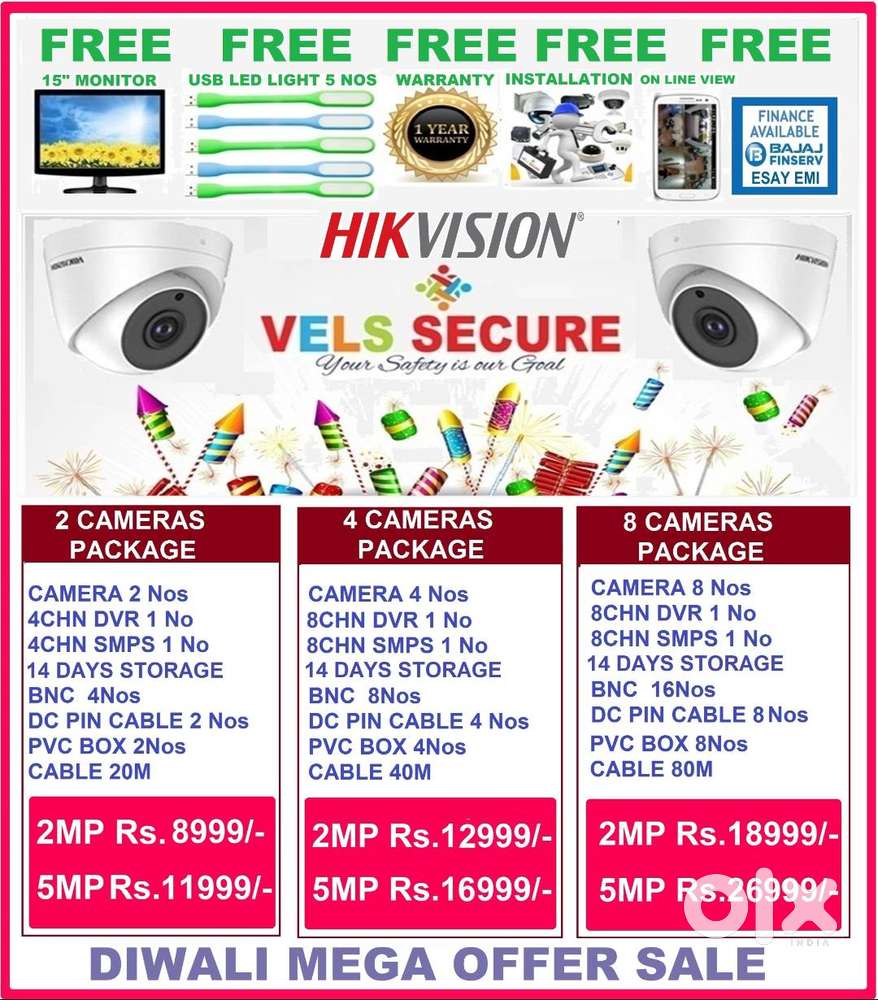 DIWALI MEGA DISCOUNT SALE   OF        HIKVISION CCTV CAMERA 2MP   DAY