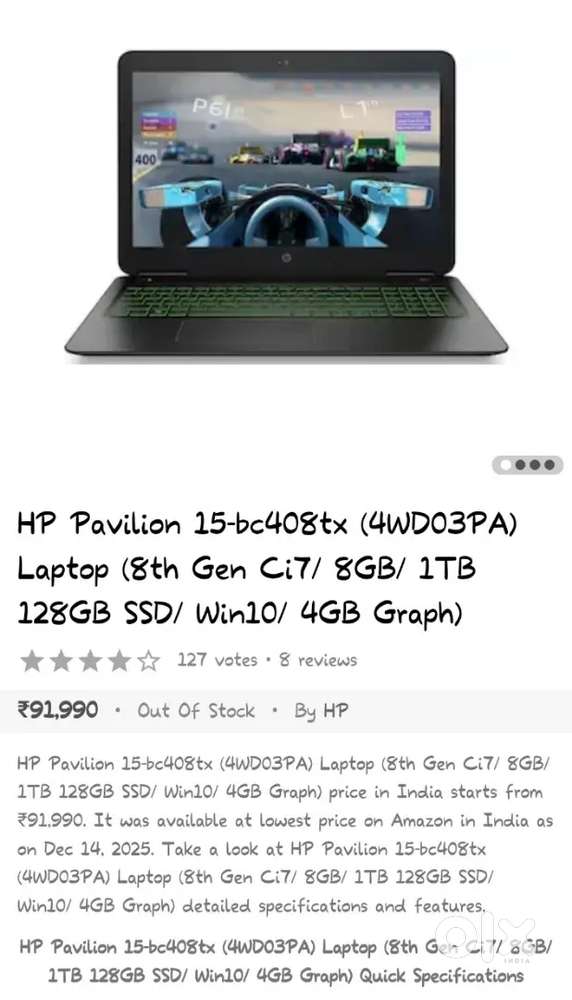 HP Pavilion 15-bc408tx (4WD03PA) 2019