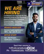 HIRING -PALAKKAD DISTRICT BRANCHES