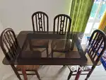 Glass top 4 Seater Dining table with chairs