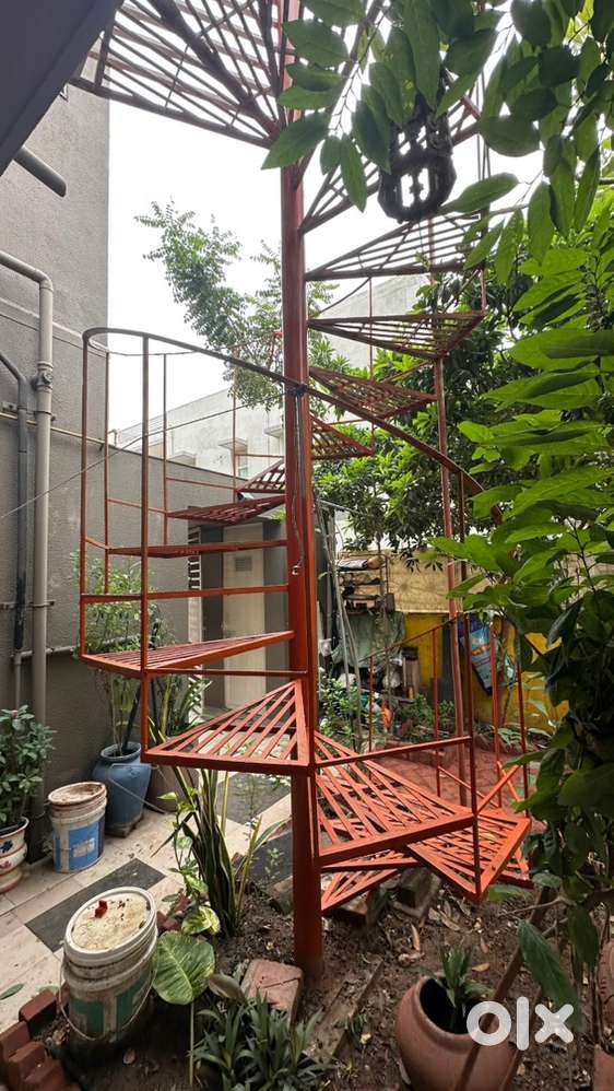 Spiral metal staircase