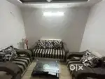 Sofa 5 seater with 5 big cushions and 1 glass center table