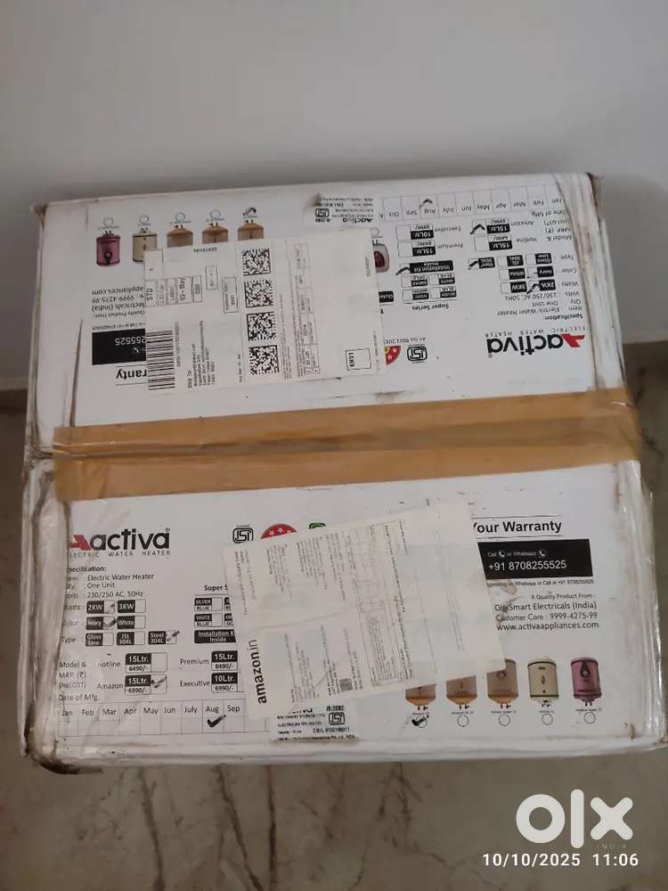 Activa water heater 15 litter new piece