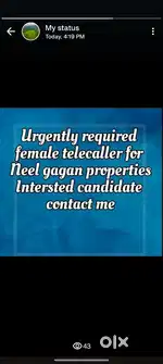 Female tele caller for leading property firm