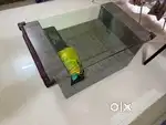 Movable Center Table with Glass Top & Storage