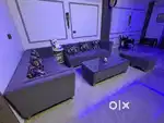 Grey 8 setter sofa set with glass top table