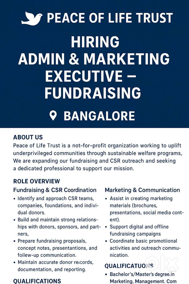 Admin & Marketing Executive – Fundraising