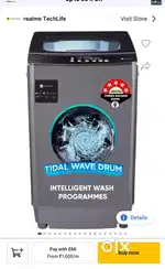 realme TechLife 7.5 kg 5 Star Rating top loaded fully automatic