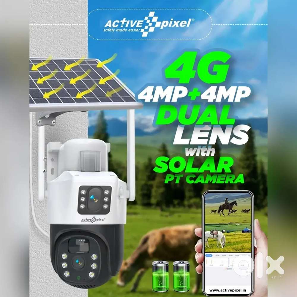 Dual lens solar camera 4mp +4mp 1 year warranty 6500 only