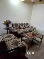 3+2=seater wooden sofa with  and one big size centre glass top table.