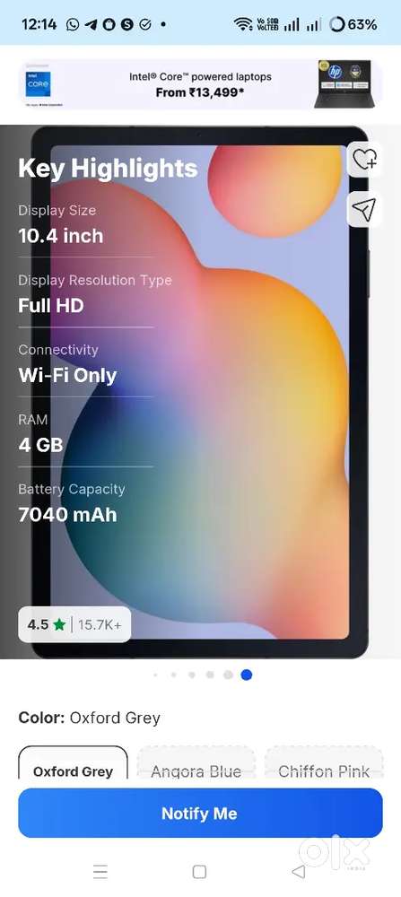 Samsung Galaxy Tab S6 Lite With Stylus and cover