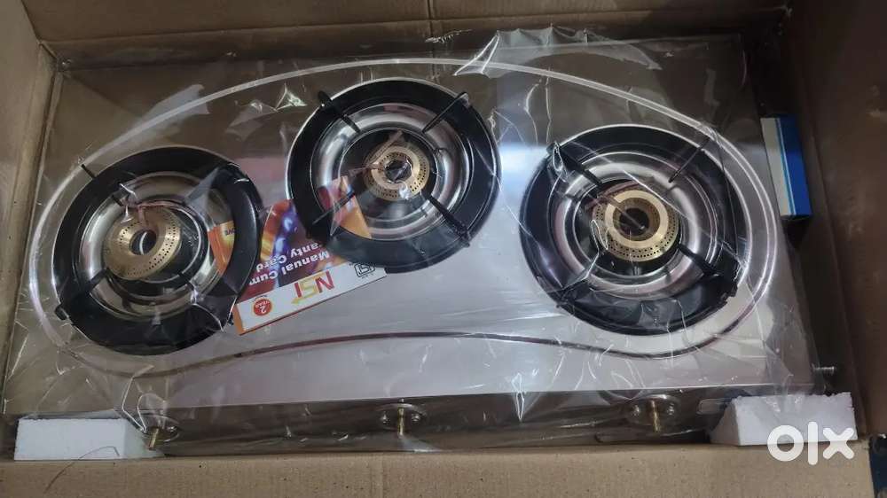 Surya 3 burner stainless steel gas stove new pcs