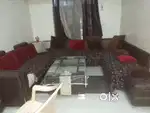 9 seater sofa with center table cream and brown color