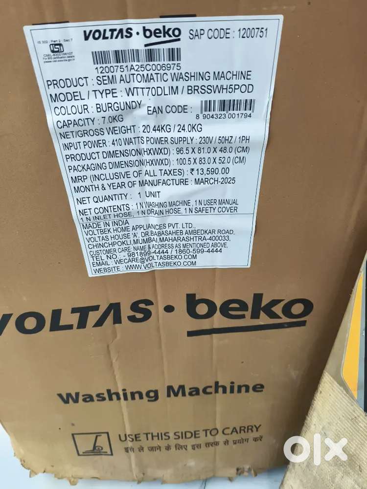 Votlas 7kg washing machine seal pack