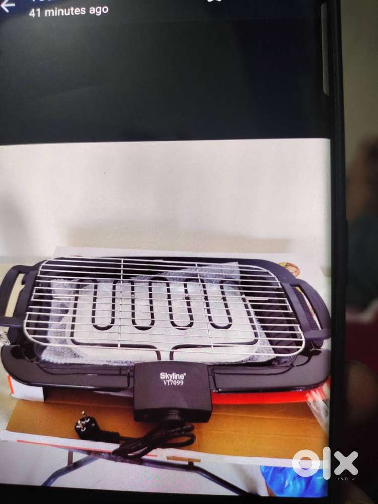 Electric grill, wheat container, table