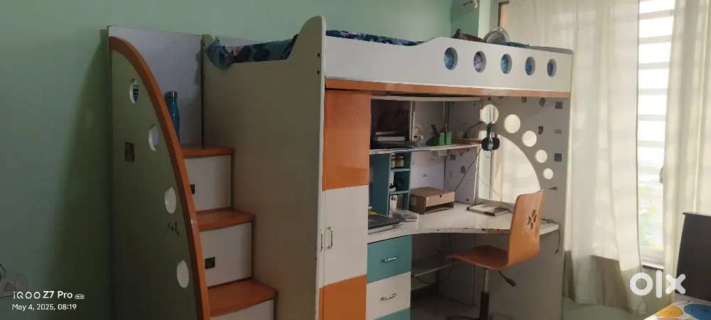 Bunk Bed with Study Table and Storage