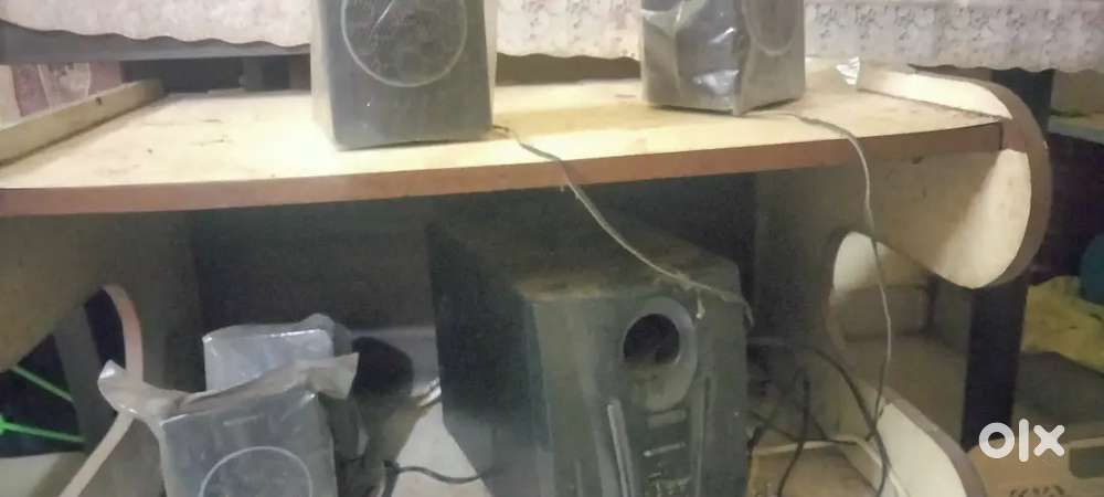 Zebronics speaker 4 channel with wooden cabinet unit with 2 shelf