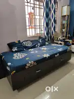 A single bed(3x6) with storage+mattress+cover+ pillows+2bedsheet set