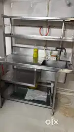 304 grade commercial Stainless steel sink with shelves.