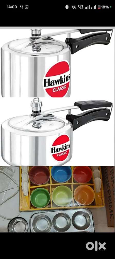 2 pc Pressure cooker 3 litre and 2 ltr,1soup bowl set, thali,10 katori