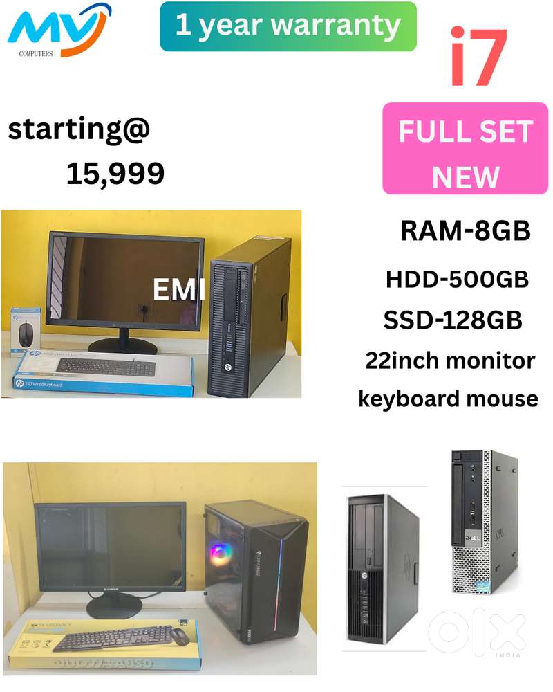 Keyboard Mouse  Ram - 8GB DDR3  SSD - 128GB  HDD - 500GB  1 - Year War