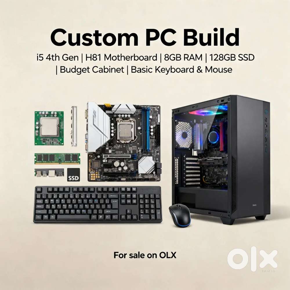 Budget Custom PC Setup  i5 4th Gen  8GB RAM  128GB SSD  Desktop