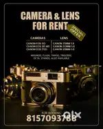 Camera for rent(canon,nikon,Sony)