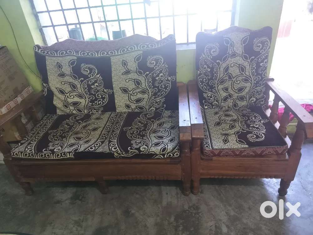 Wooden sofa set with pillow