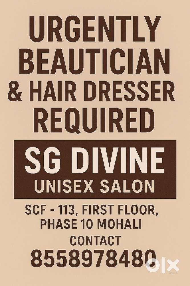 Required beautician and hairdresser at salon