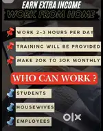 Work from home available for student ,housewife and job person