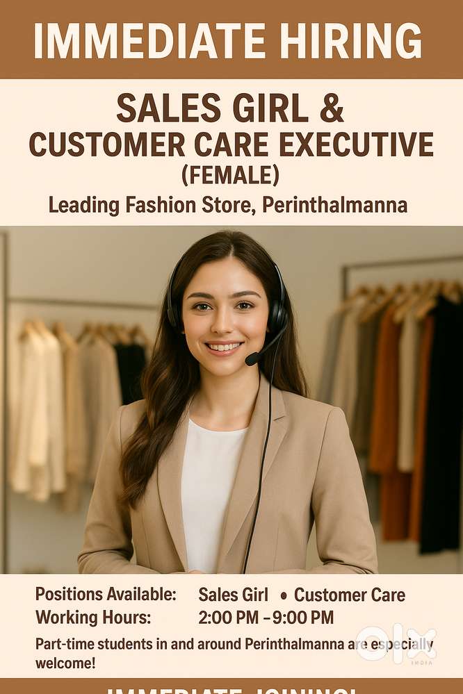 CUSTOMER CARE EXECUTIVE AND SALES GIRL