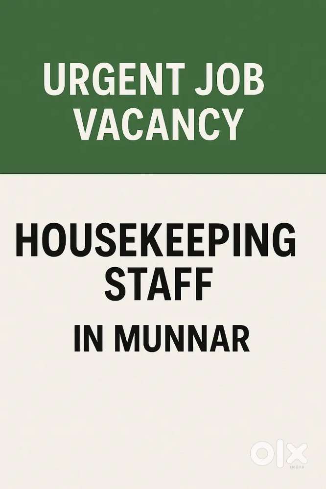 Housekeeping Staff Required in Munnar