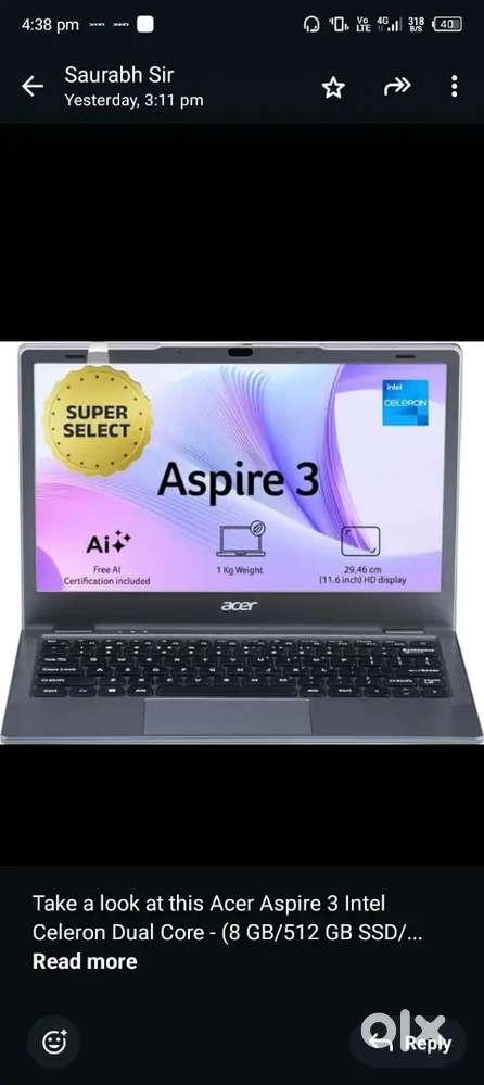 Acer Aspire 3 (A311-45)    8GB/512GB SSD  Windows 11  Like New