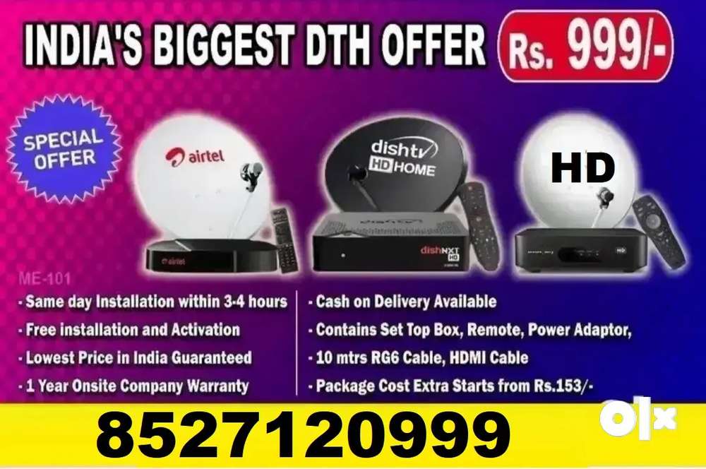 Biggest offer New connection Dish TV,Airtel DTH,Videocon D2H