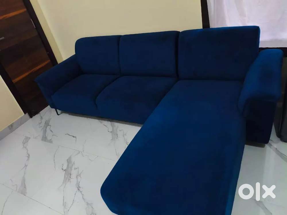 Royal blue 5 seater L shape sofa new