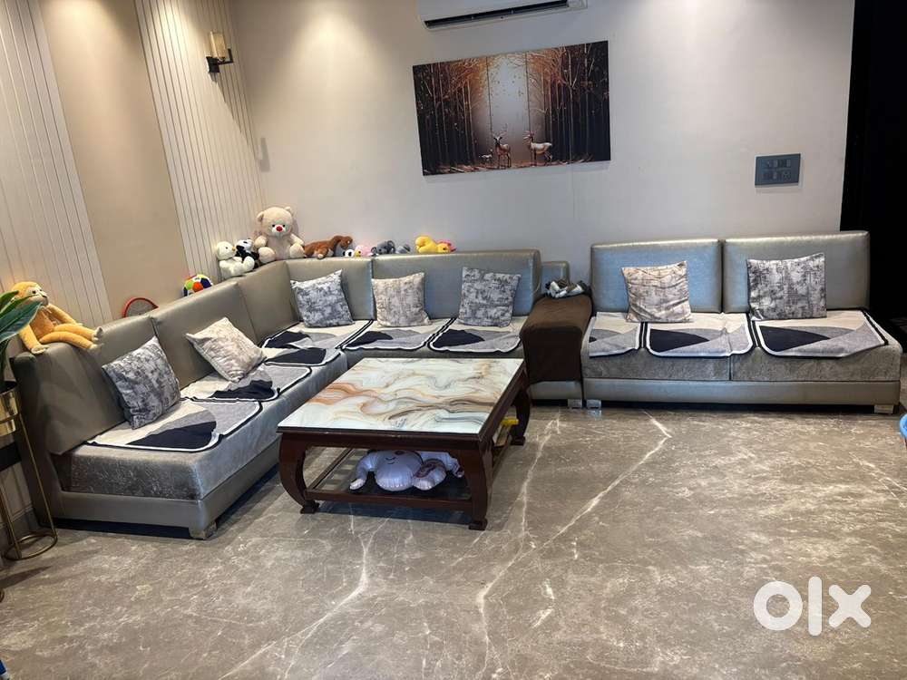 Premium 10-Seater Sofa Set with 2 Puffy Stools