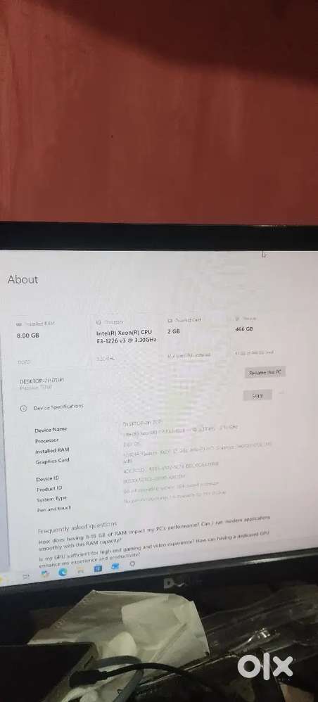 Whole system monitor mouse keyboard cpu with graphics card