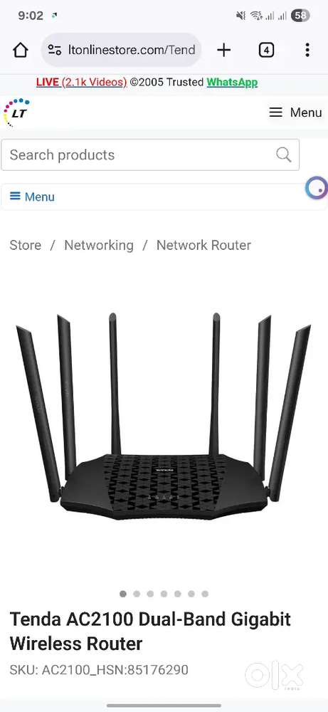 Tenda ac2100 dual band router in mint condition