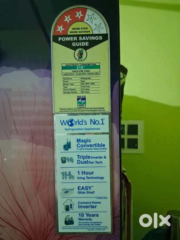 Haier  Fridge double door 375 ltr gross volume