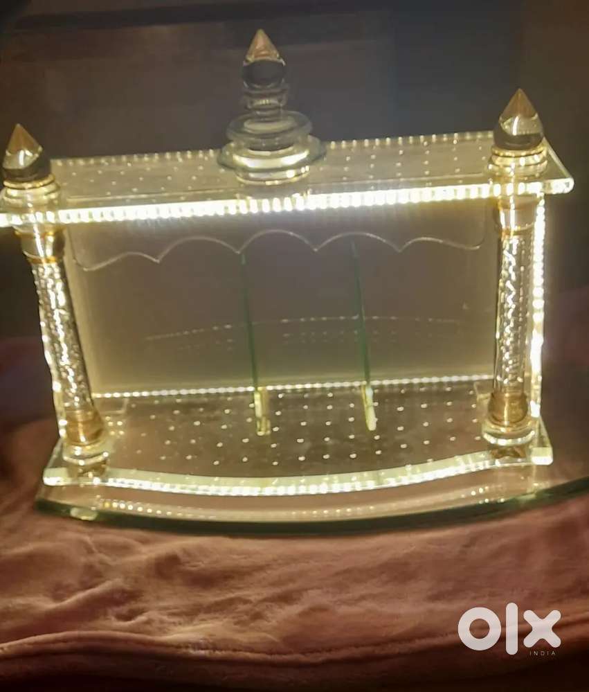 Glass mandir with LED lighting