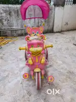 Kids Musical Tricycle with Canopy and Parent Push Handle
