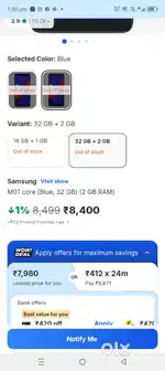 Samsung Galaxy M01 Core (Blue, 32GB, 2GB RAM) – Good Condition